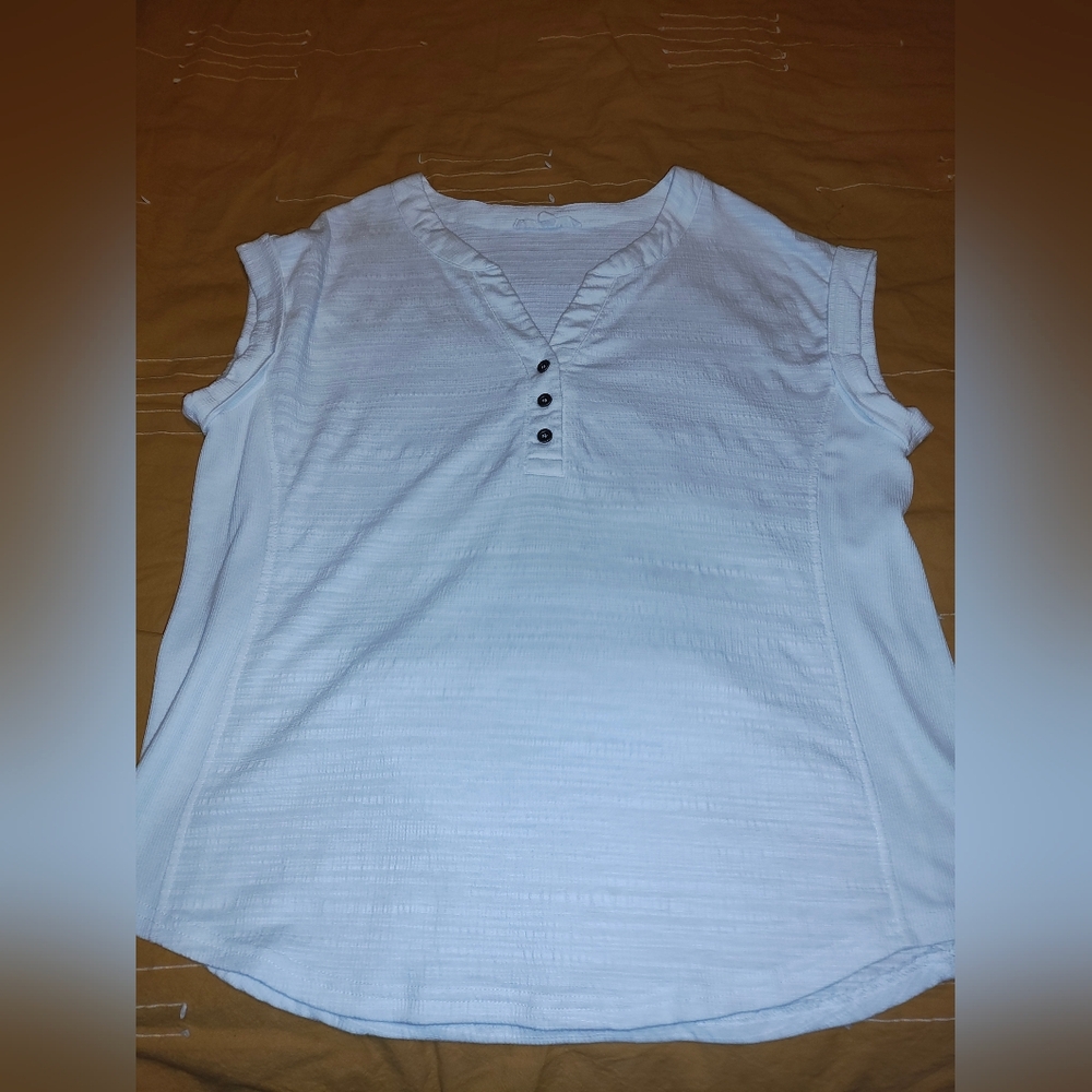 Jane and Delancey White V-Neck Blouse with Buttons